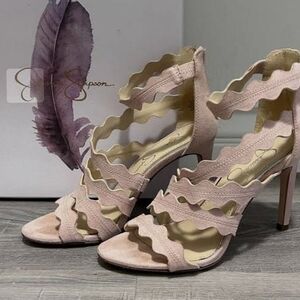 Jessica Simpson Blush Wavy Suede Strap Heels
